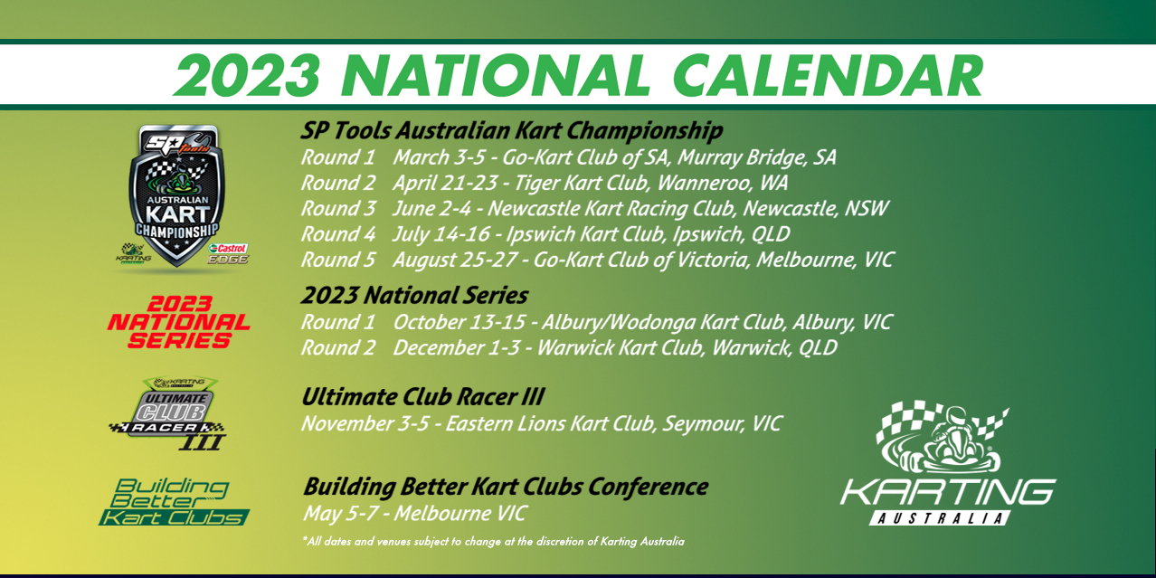 Karting Australia 2023 NATIONAL CALENDAR OF EVENTS RELEASED